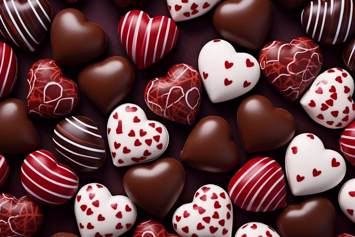 Heart Shaped & Stripped Chocolates
